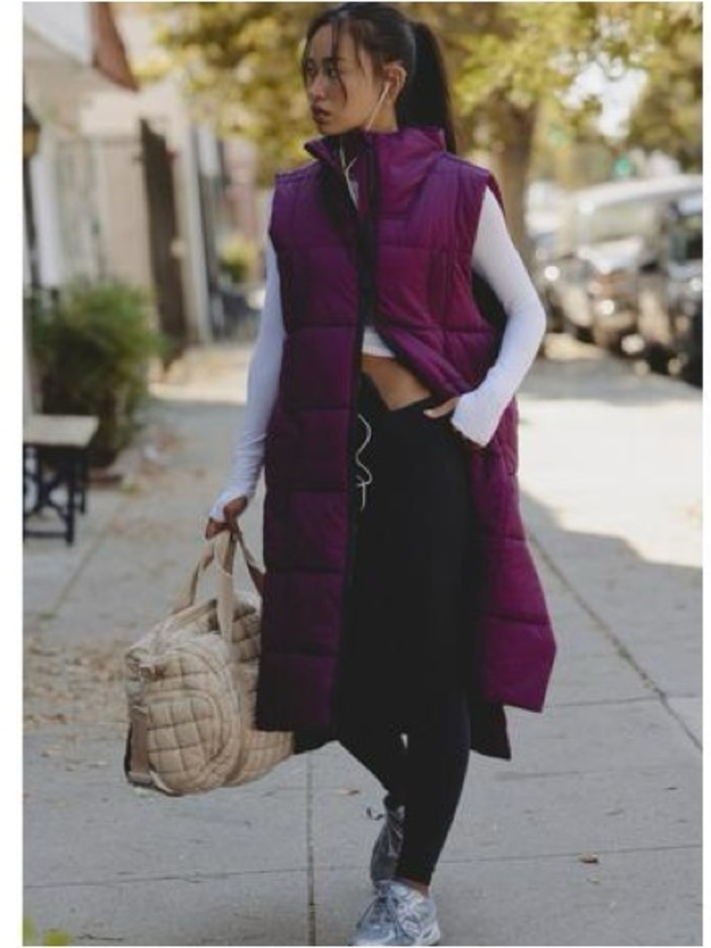Free People On The Move Packable Puffer Long Vest in Black Cherry. Size Small